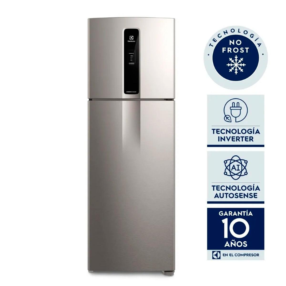 Heladera No Frost Inverter 408L Electrolux Top Freezer IF43s Plata